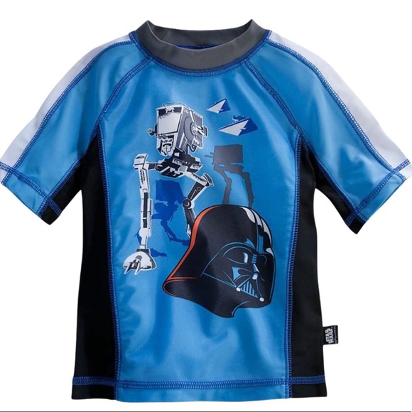 NWT DISNEY STORE Star Wars Darth Vader Print RashGuard Blue Boys Age 3Y - Picture 1 of 8